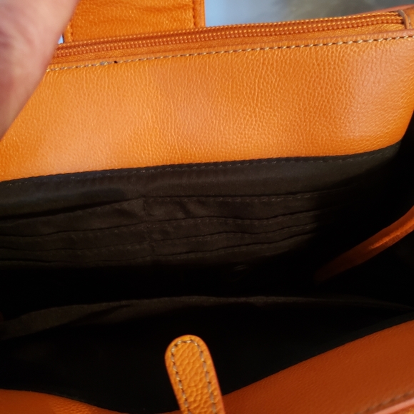Babbs Collection Orange Leather Crossbody Purse - Picture 3 of 10